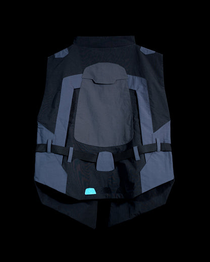 black dystopian post apocalyptic windbreaker vest, back view