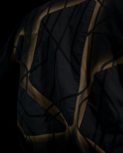 black eclipse air brushed archive streetwear hoodie, detail close up
