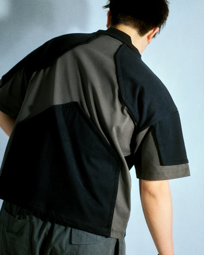 black heavyweight hydraulic future wear cybernetic tee, back model view