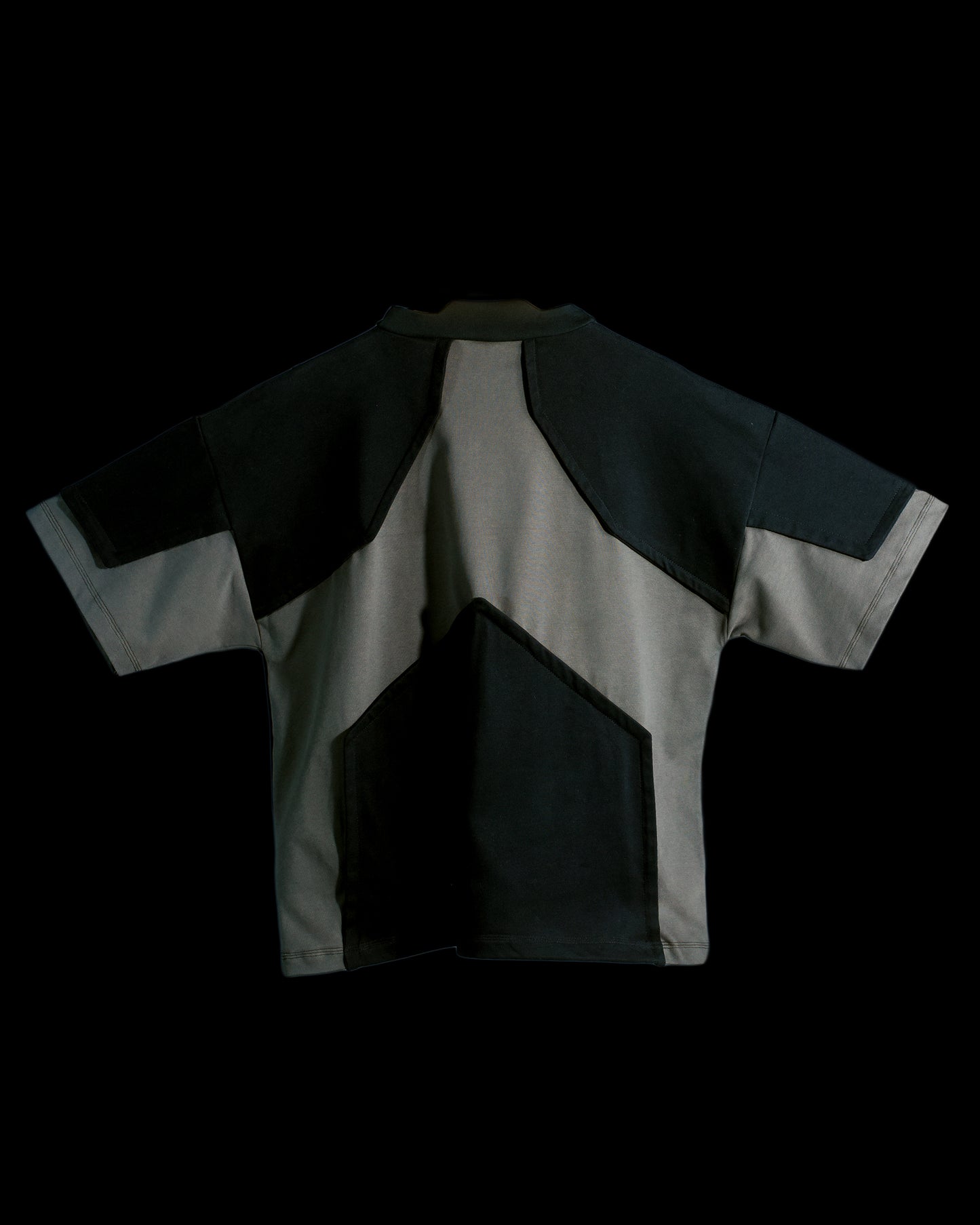 black heavyweight hydraulic future wear cybernetic tee, back view