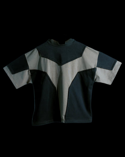 black heavyweight hydraulic future wear cybernetic tee, front view