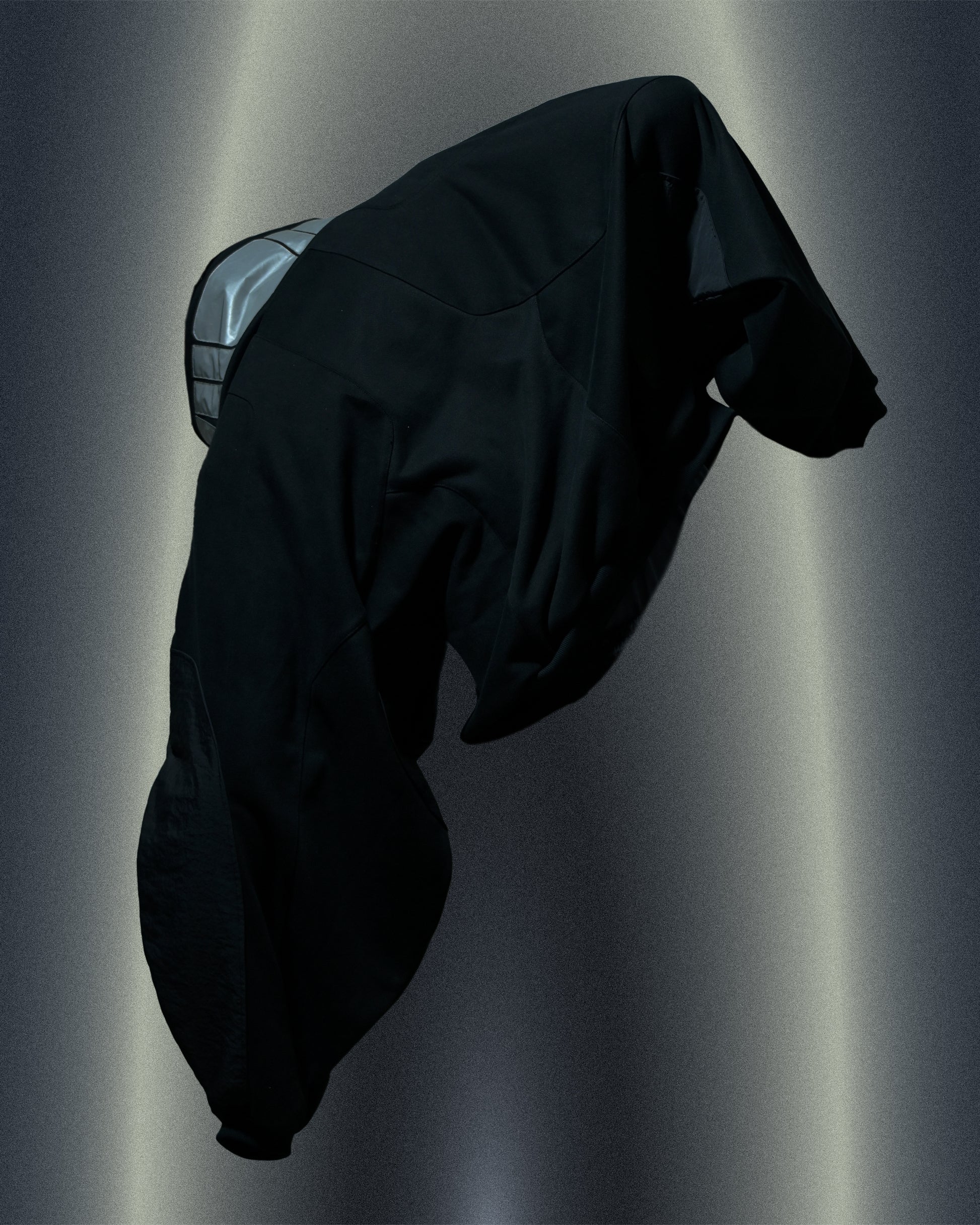 black lunar sci-fi clothing space sweater, back view