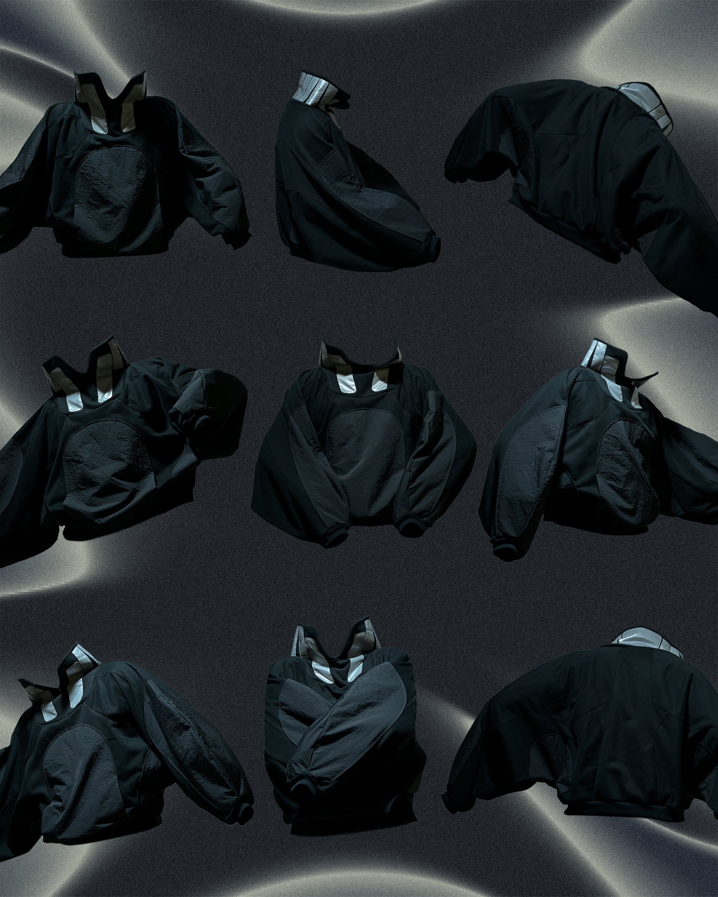 black lunar sci-fi clothing space sweater, product views