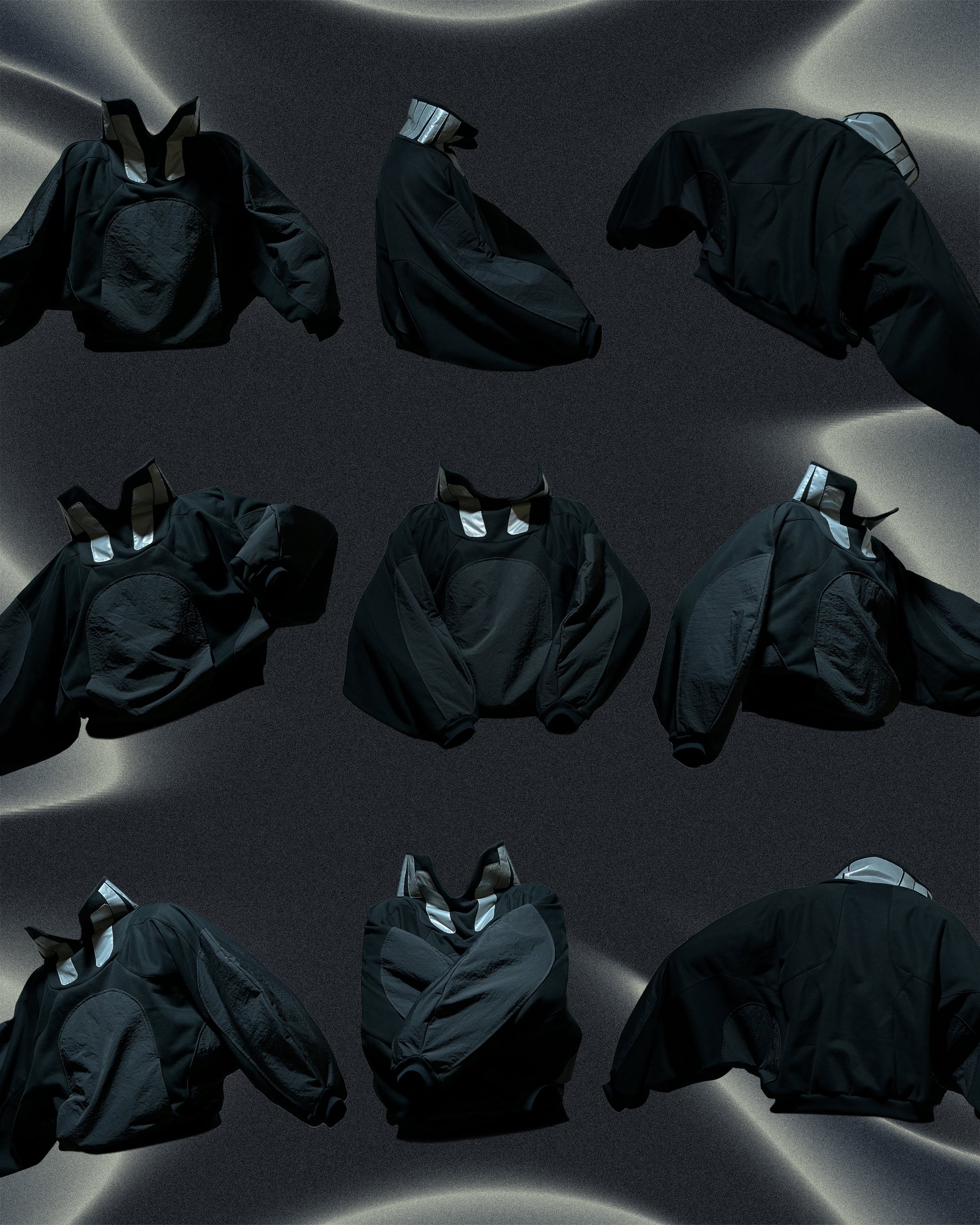 black lunar sci-fi clothing space sweater, product views