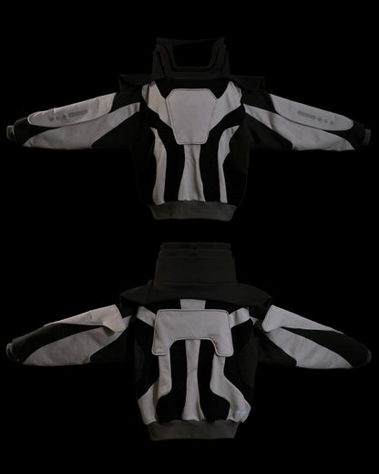 black space astronaut archive fashion sweater, front and back view