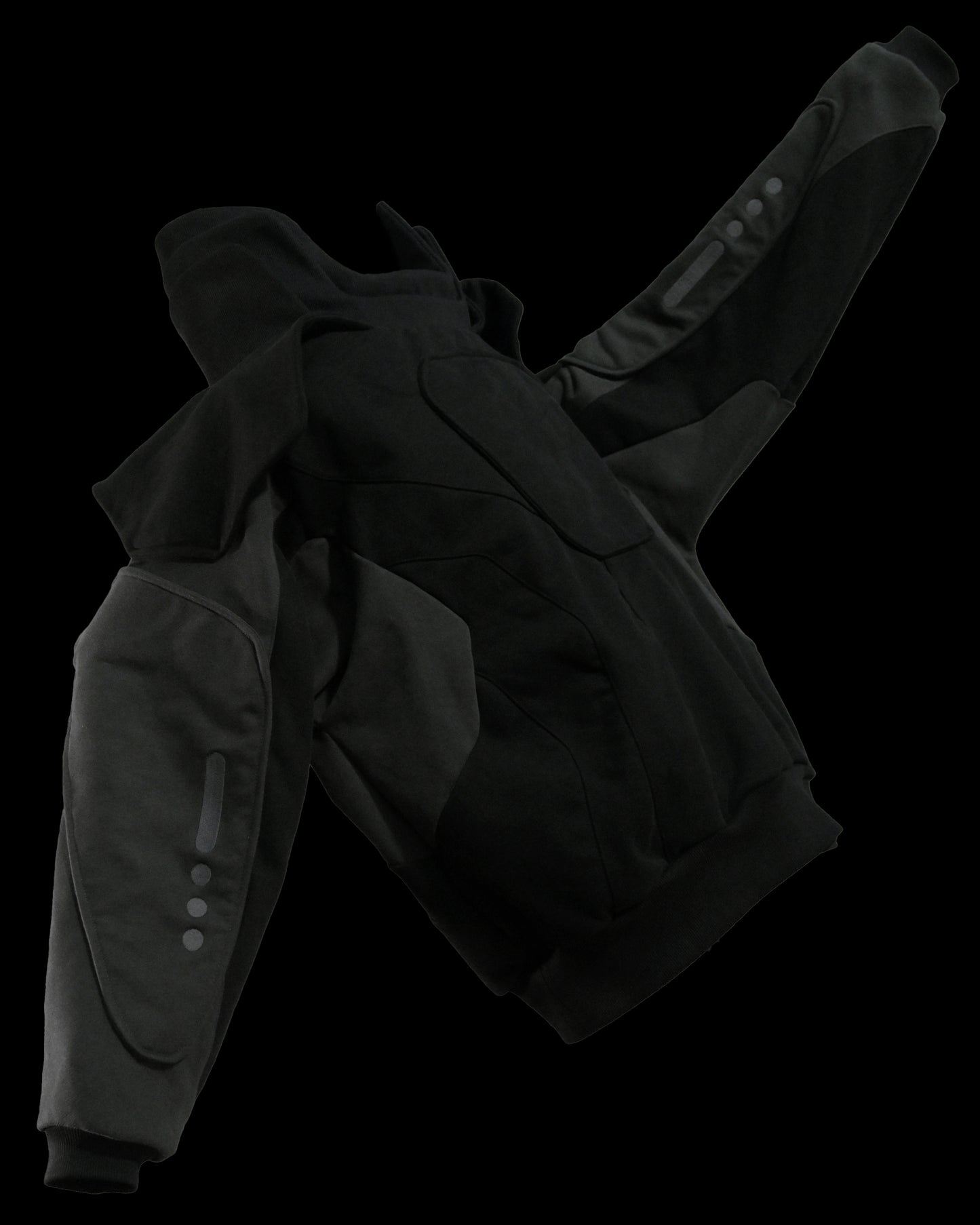 black space futuristic oversized archive sweater, side view