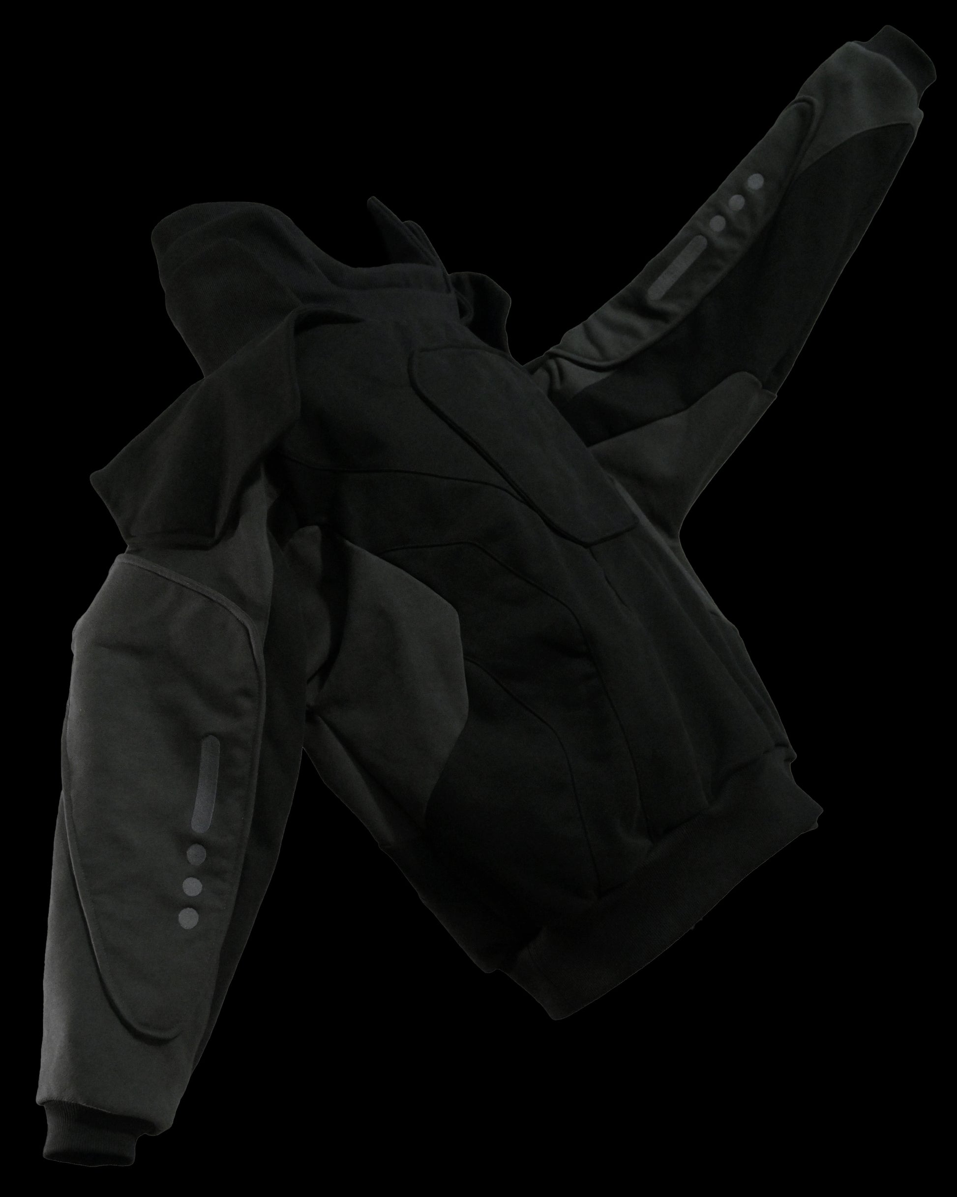 black space futuristic oversized archive sweater, side view