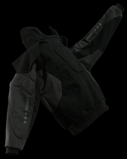 black space futuristic oversized archive sweater, side view