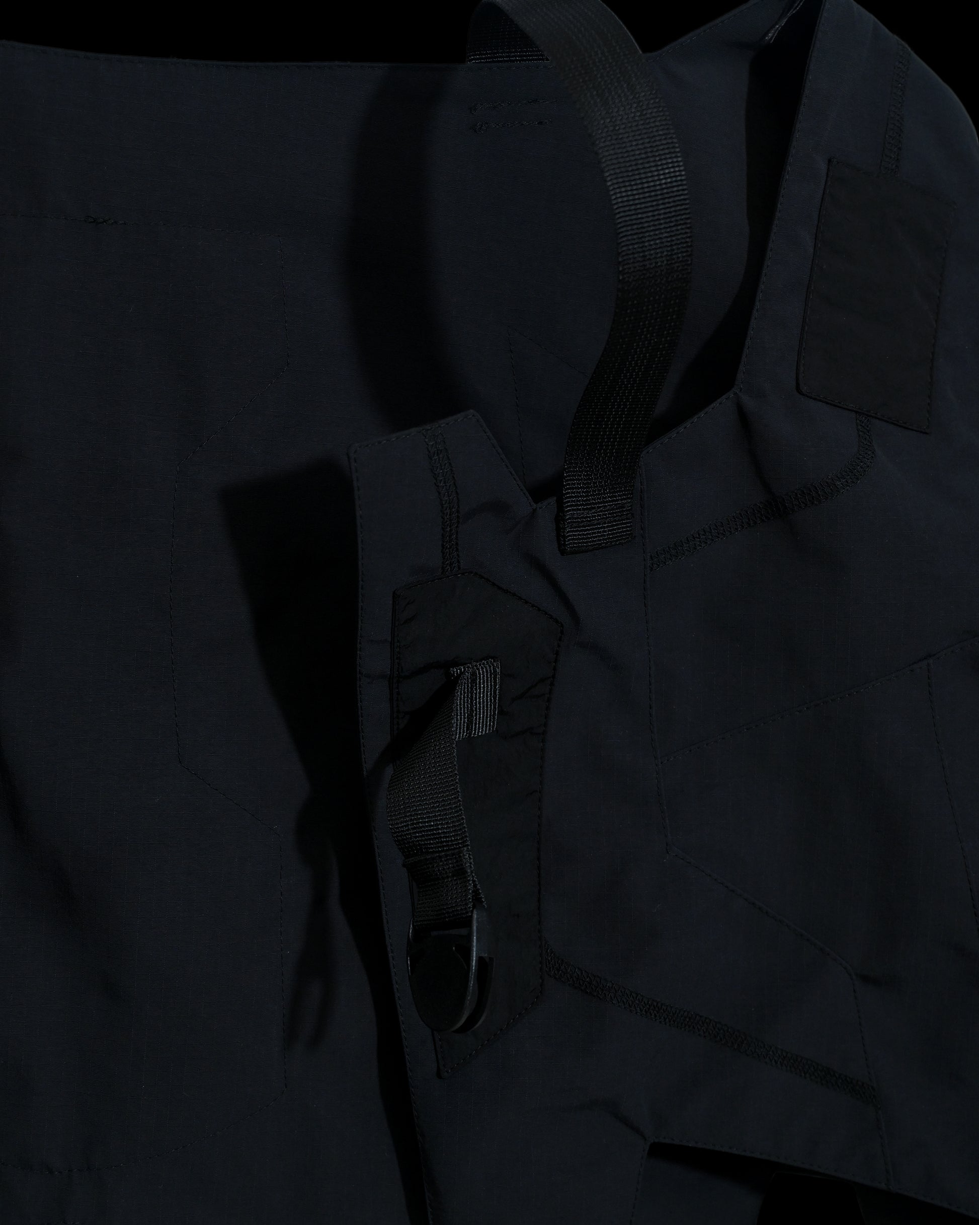 black tactical military dystopian vest, buckle detail
