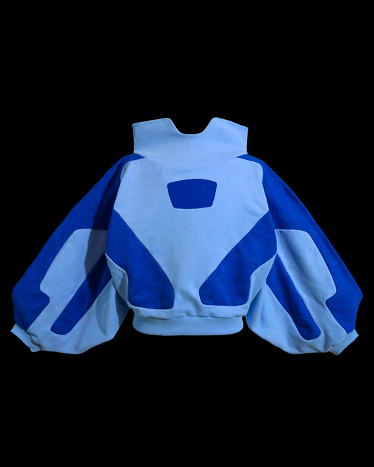 blue artificial love cybercore women's cropped sweater, front view