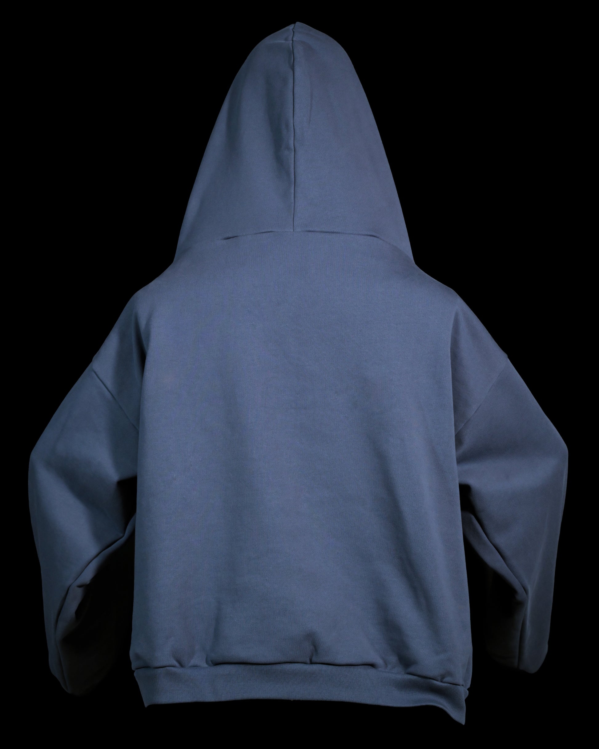 blue galactic space heavyweight blank hoodie, back view