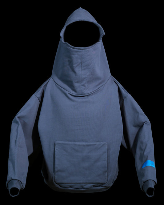 blue galactic space heavyweight blank hoodie, front view