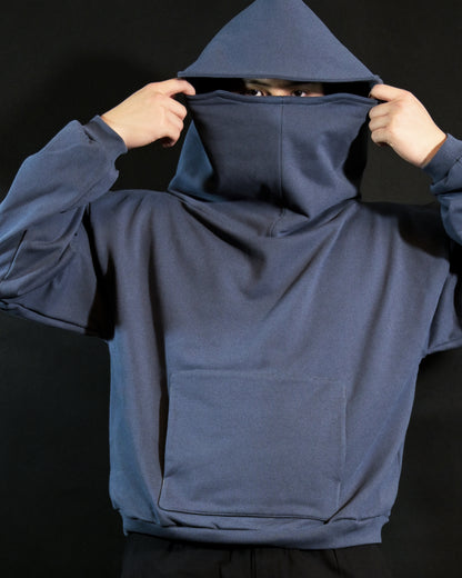 blue galactic space heavyweight blank hoodie, model