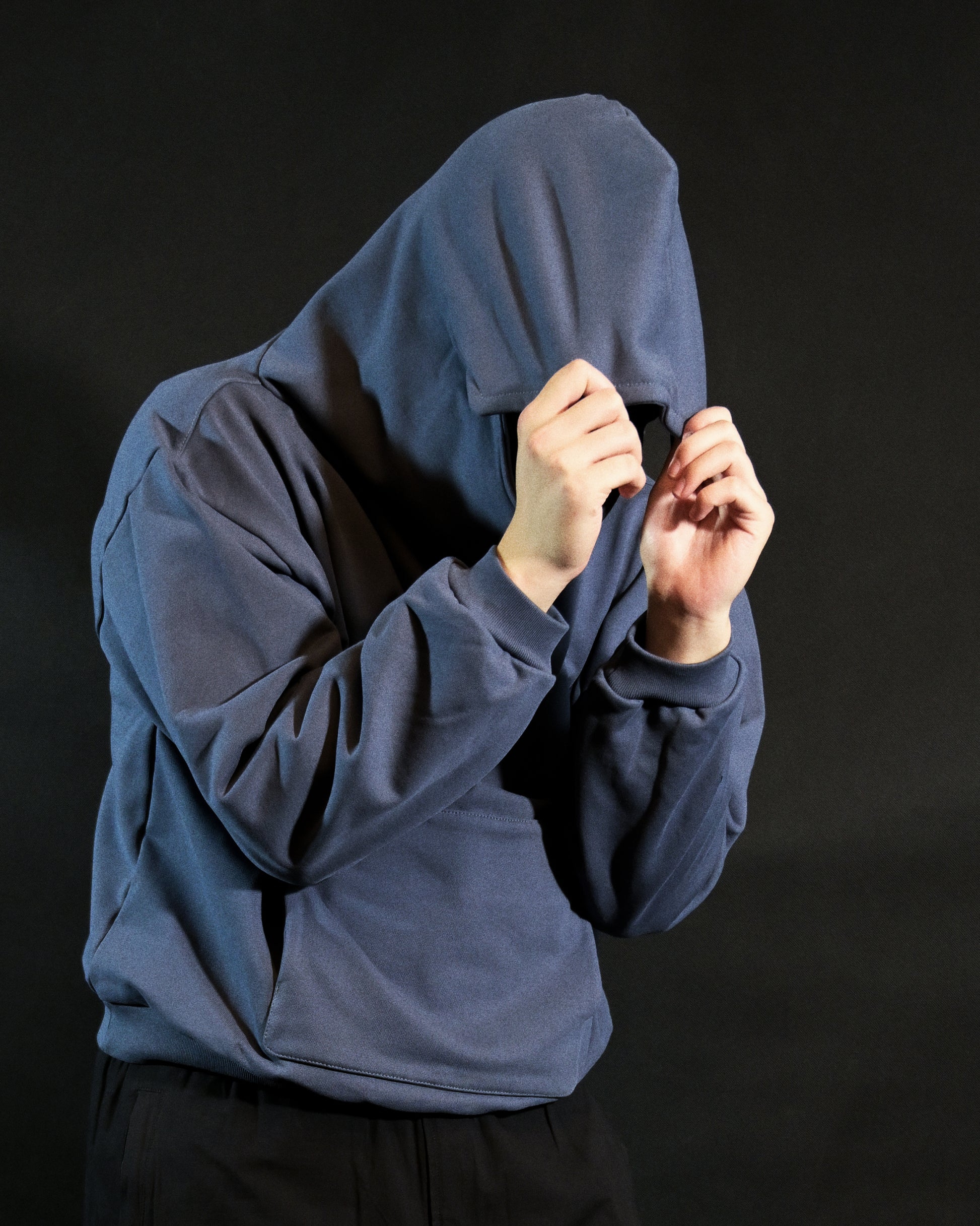 blue galactic space heavyweight blank hoodie, hood view