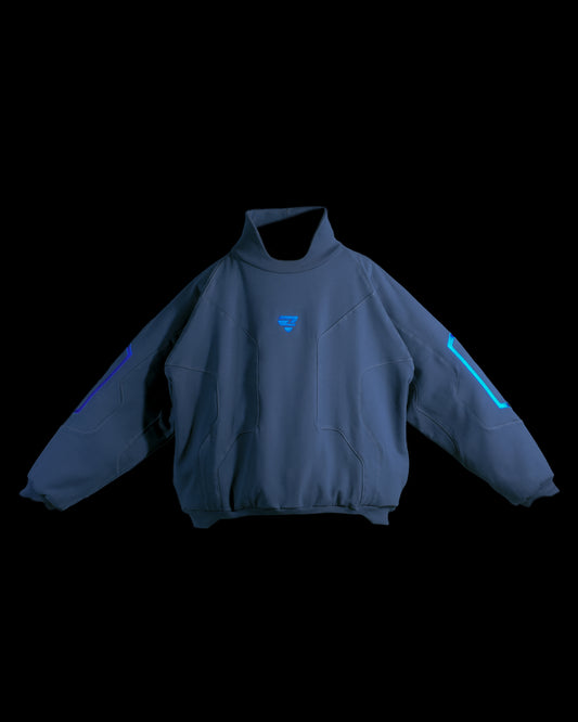 blue spacewear futuristic archive fashion sweater, front view