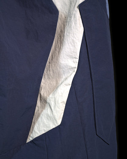 blue techno techwear cyberspace pants, stitching view