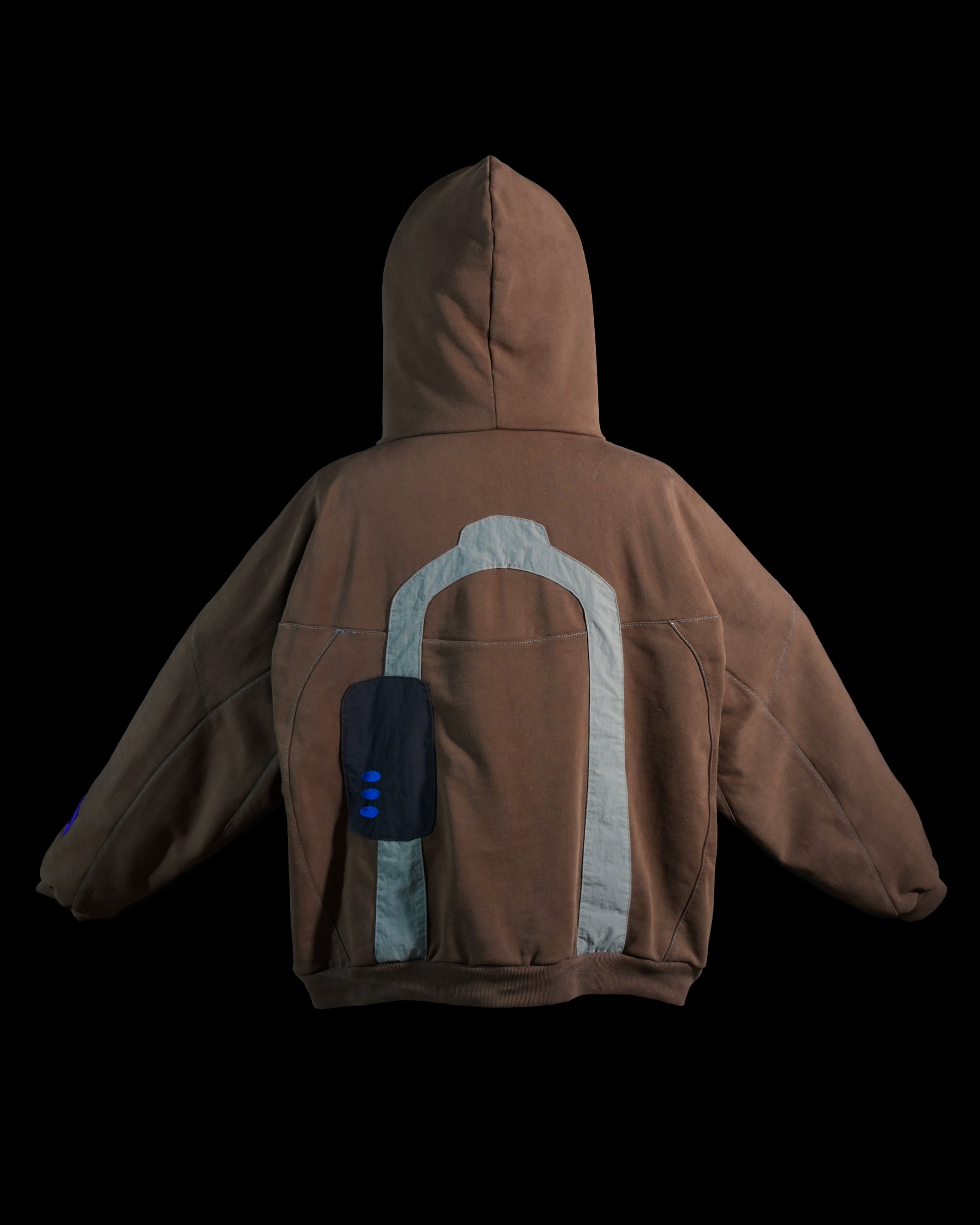 brown dyson sphere galactic space pullover hoodie, back view