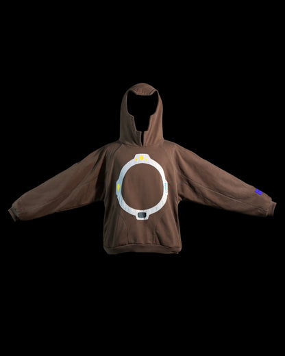 brown dyson sphere galactic space pullover hoodie, front view