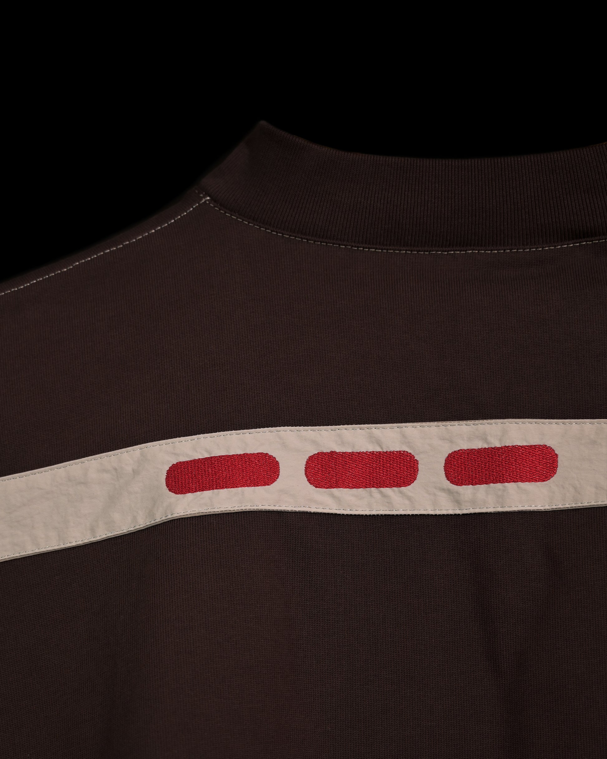 brown earth tone industrial terrain tee, back embroidery