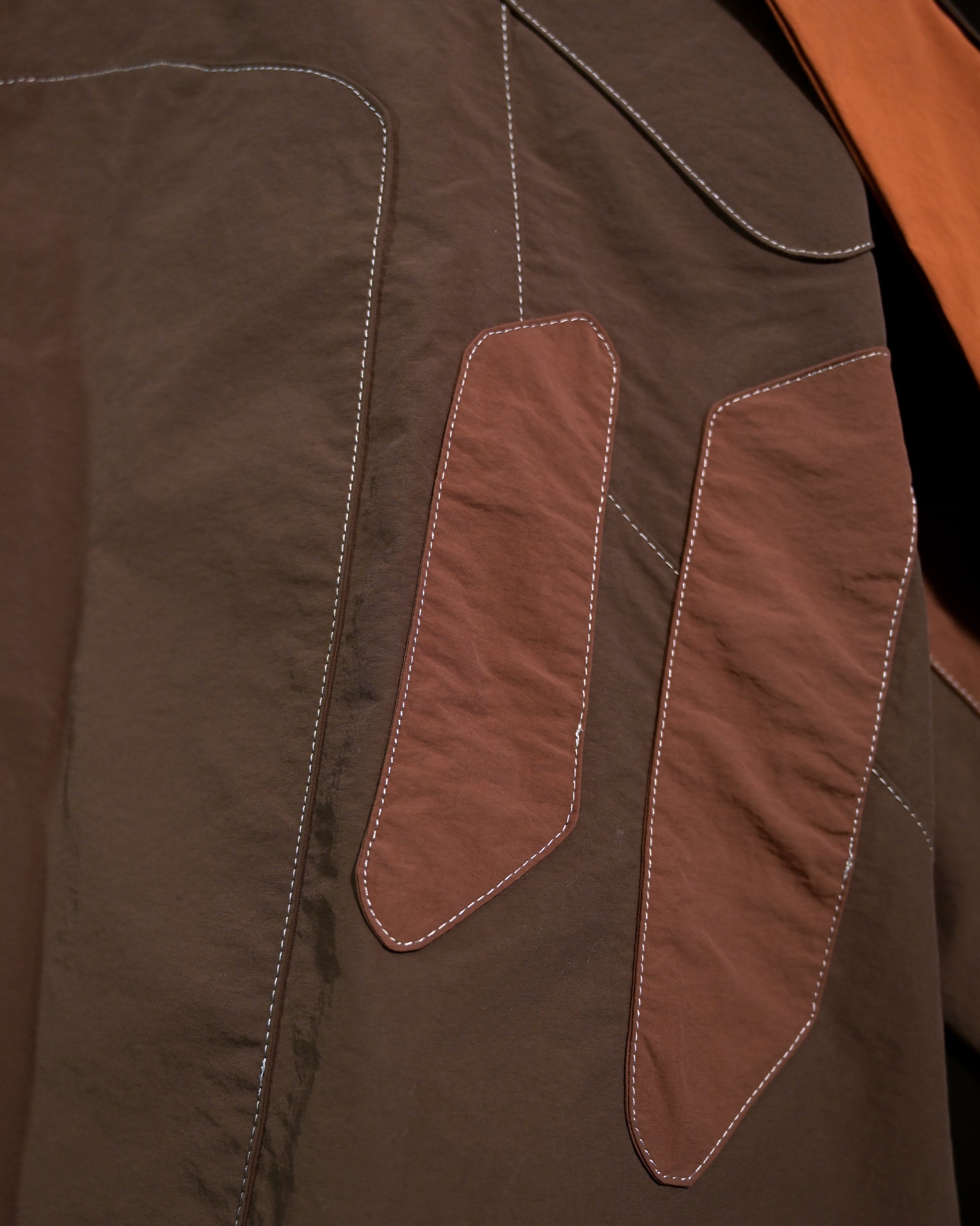 brown industrial dystopian streetwear archive fashion jacket, detail