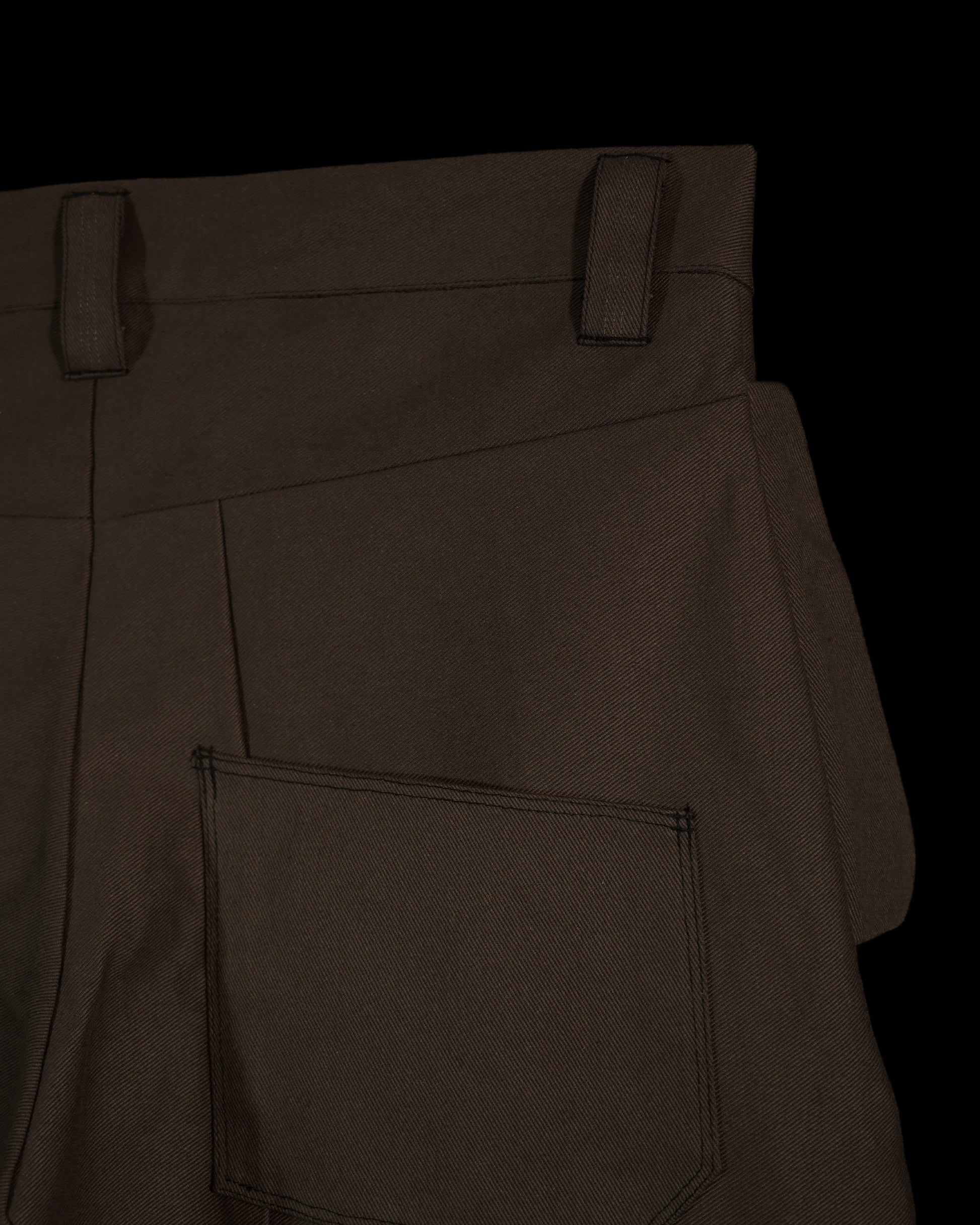 brown lunar moon cargo work wear pants, back pocket view