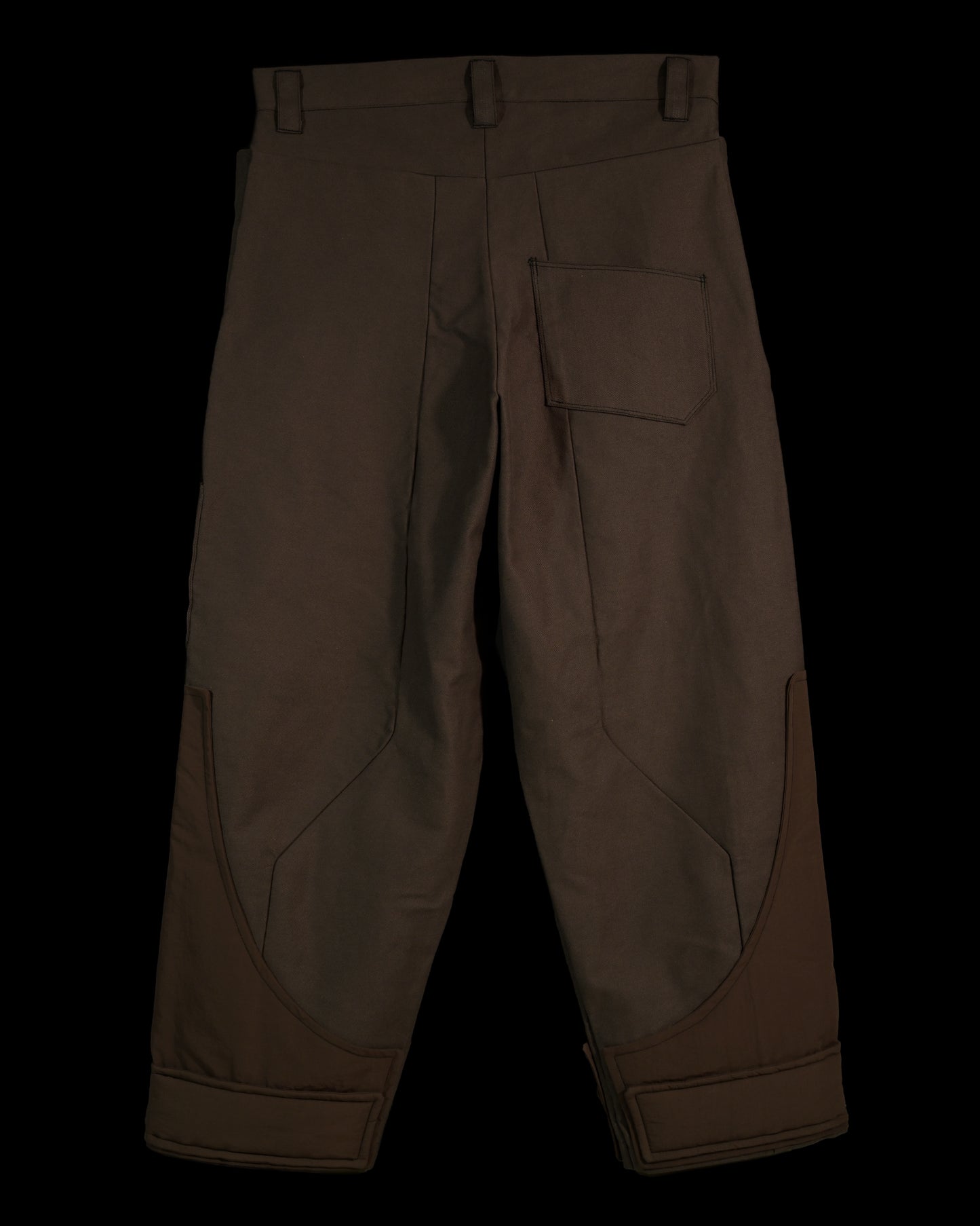 brown lunar moon cargo work wear pants, back view
