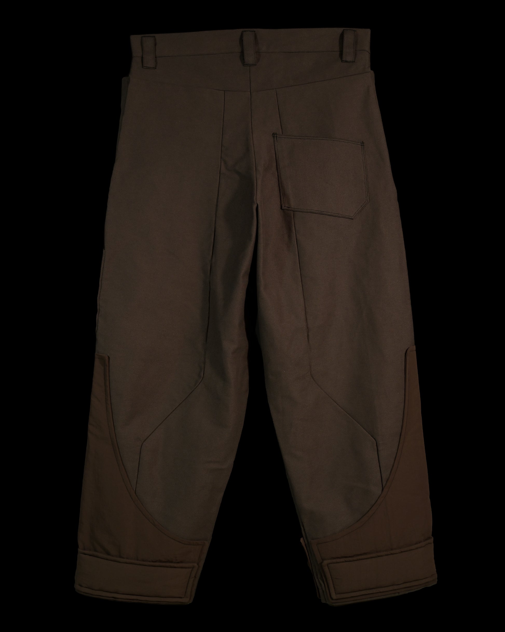 brown lunar moon cargo work wear pants, back view