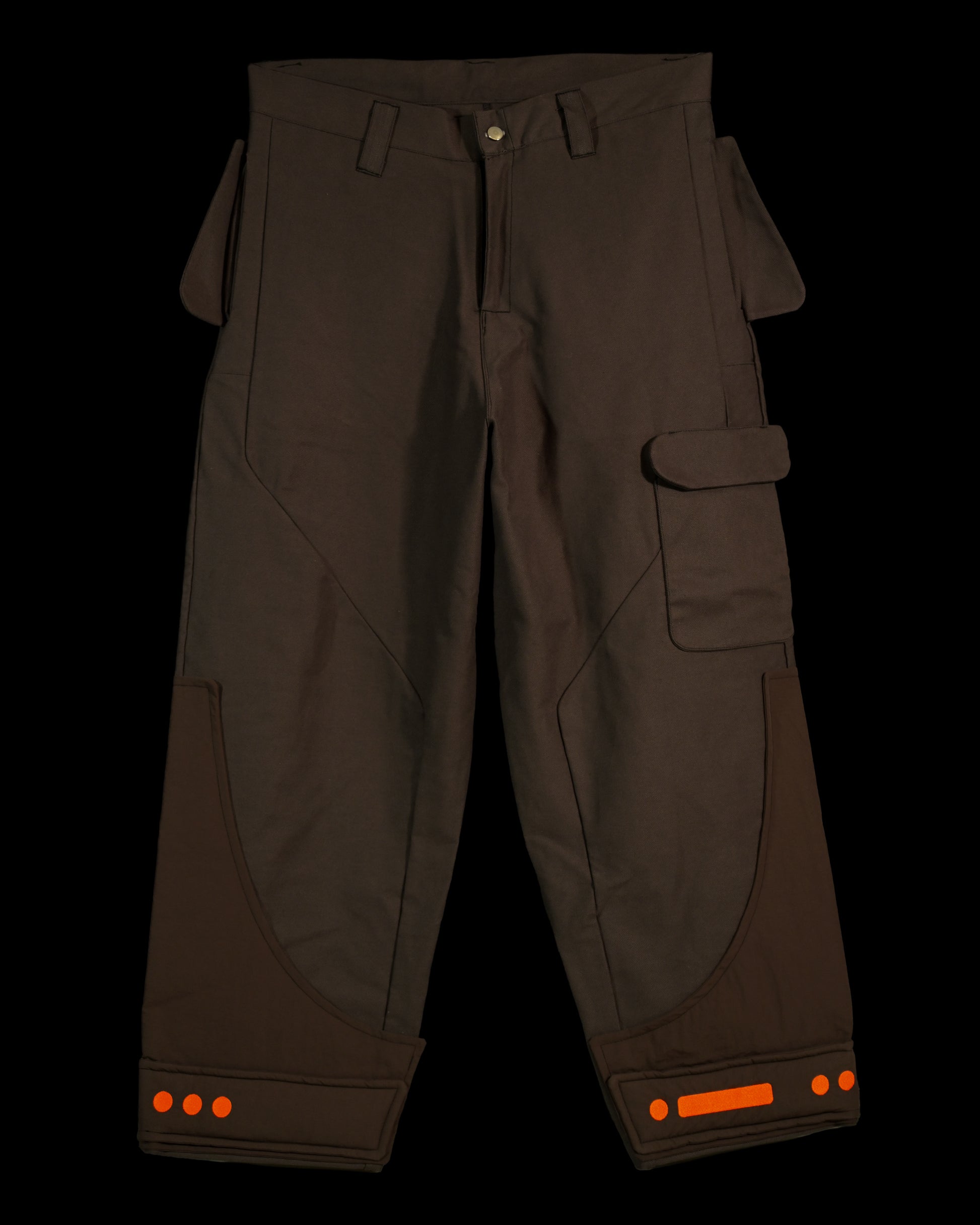 brown lunar moon cargo work wear pants, front view