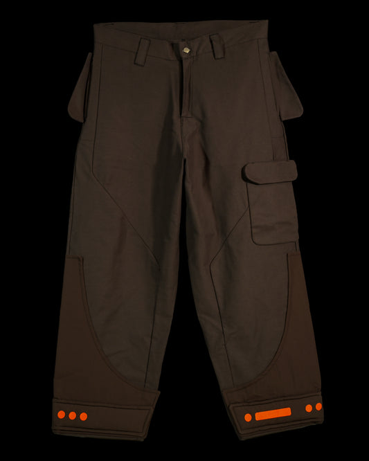 brown lunar moon cargo work wear pants, front view