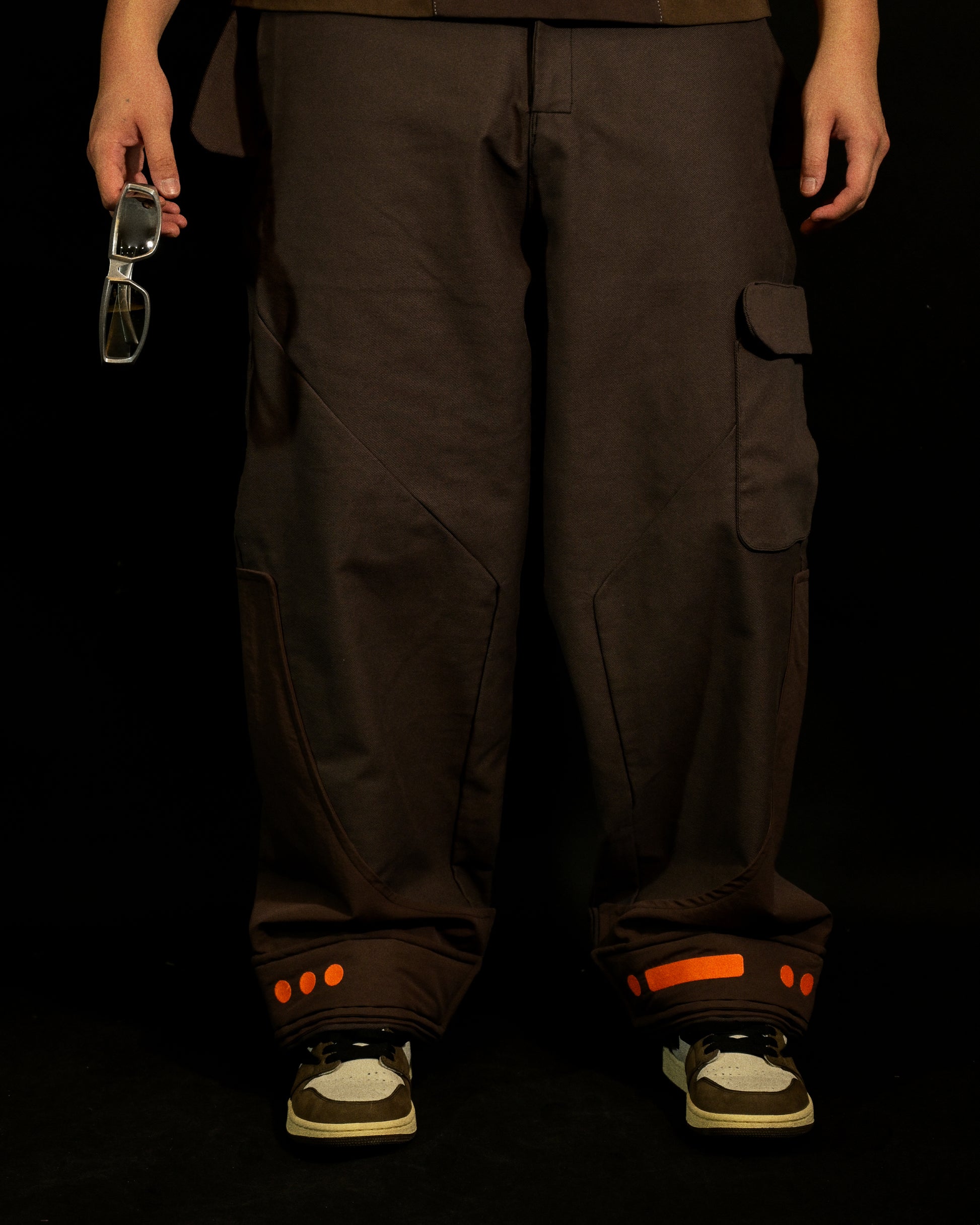 brown lunar moon cargo work wear pants, front model view