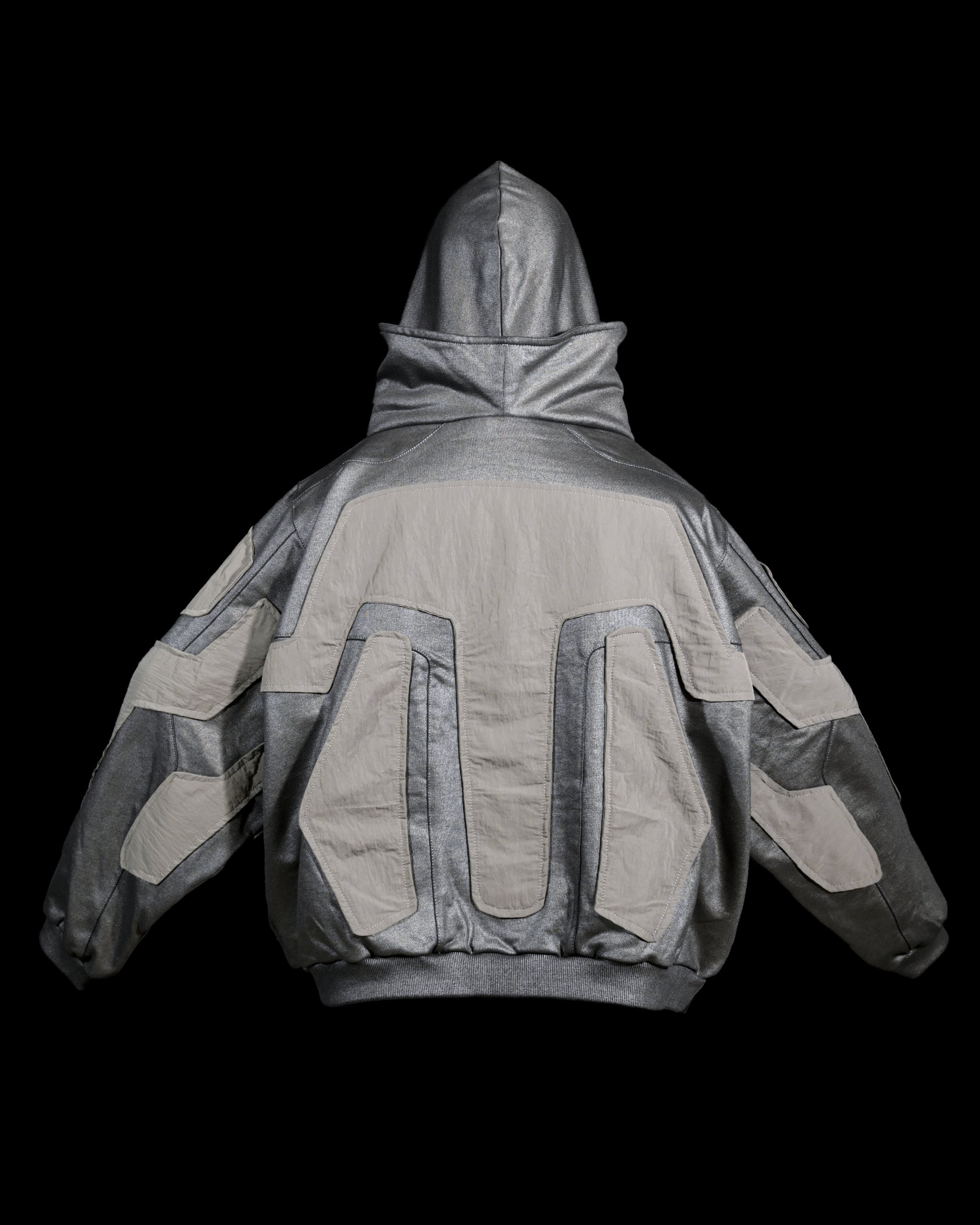 chrome alien sci-fi ufo extraterrestrial archive hoodie, back view