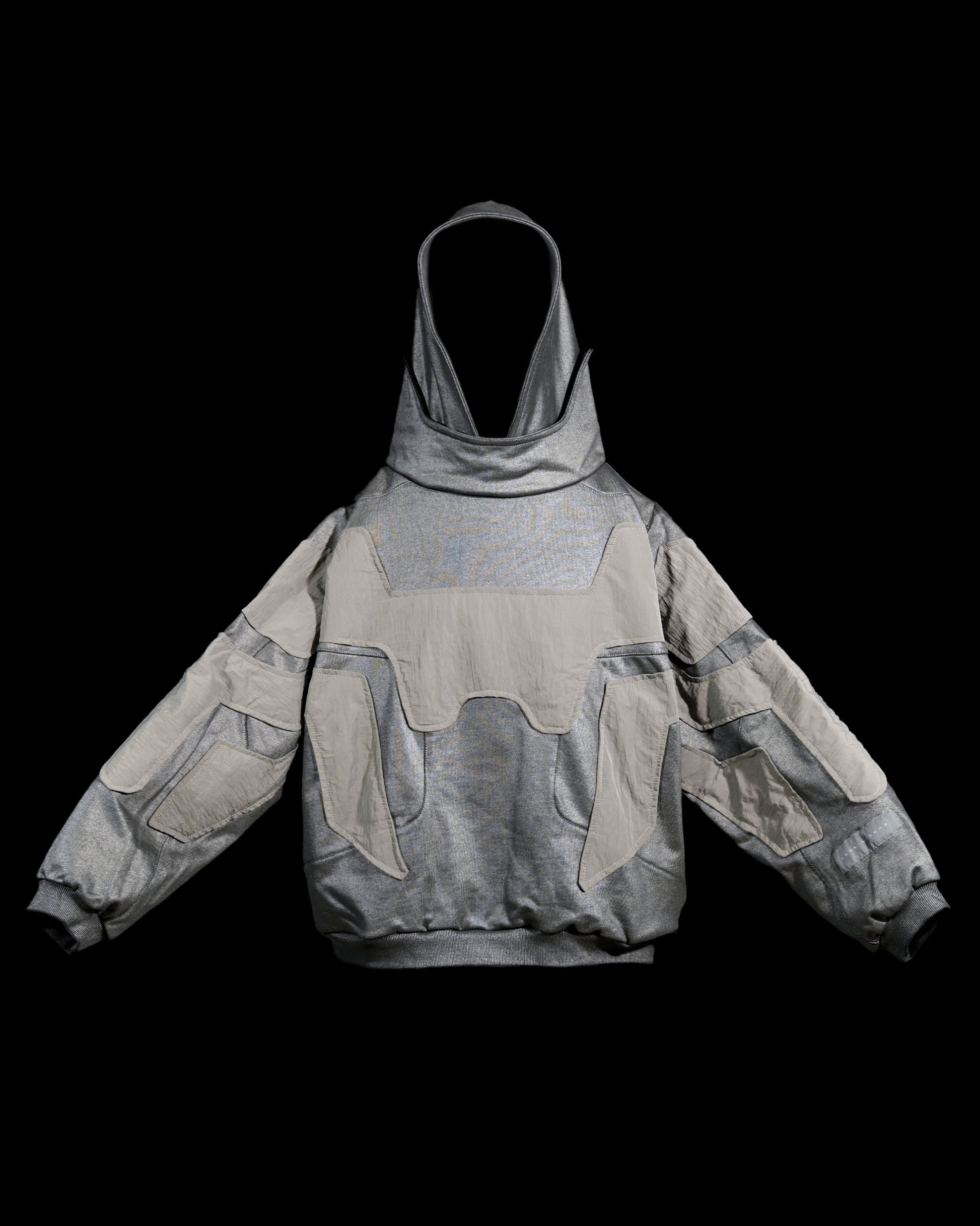 chrome alien sci-fi ufo extraterrestrial archive hoodie, front view