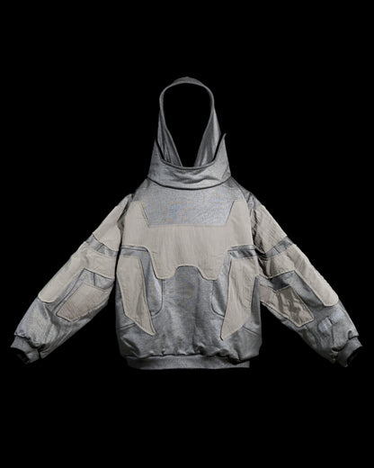 chrome alien sci-fi ufo extraterrestrial archive hoodie, front view