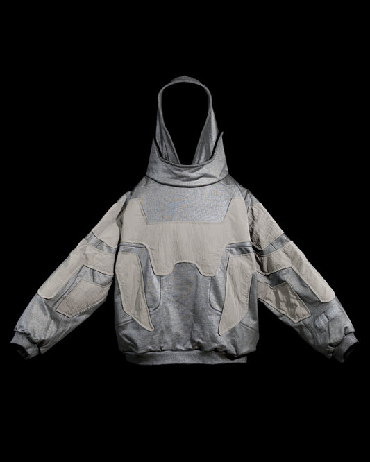 chrome alien sci-fi ufo extraterrestrial archive hoodie, front view