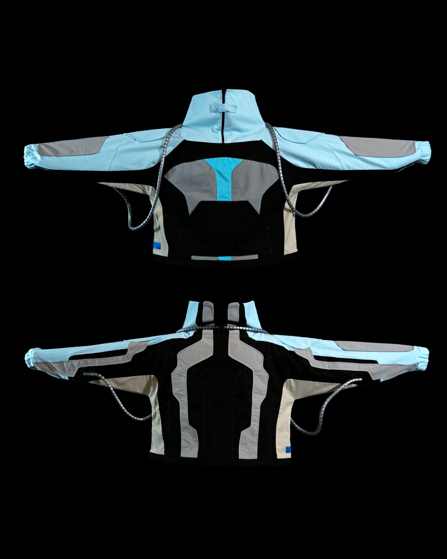 cryogenic ice planet streetwear archive half zip, front and back view
