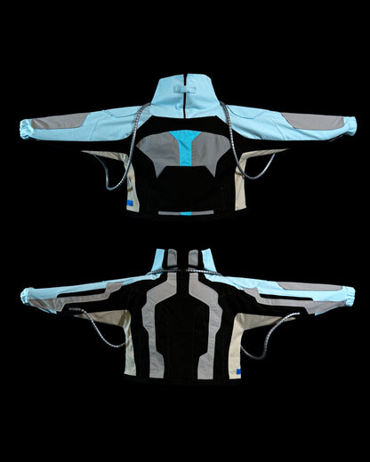 cryogenic ice planet streetwear archive half zip, front and back view