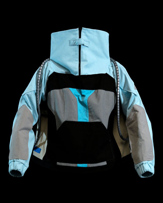 cryogenic ice planet streetwear archive half zip, front view