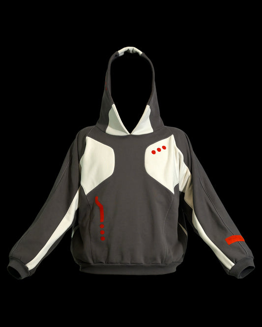 cybercore cyberpunk sci-fi futuristic brown hoodie, front view