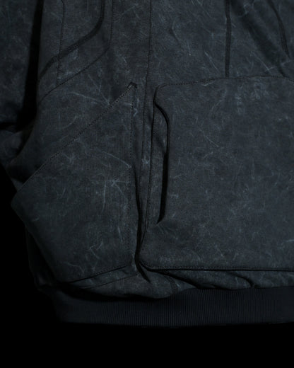 dark black dystopian wasteland cyberpunk long sleeve, front pockets view