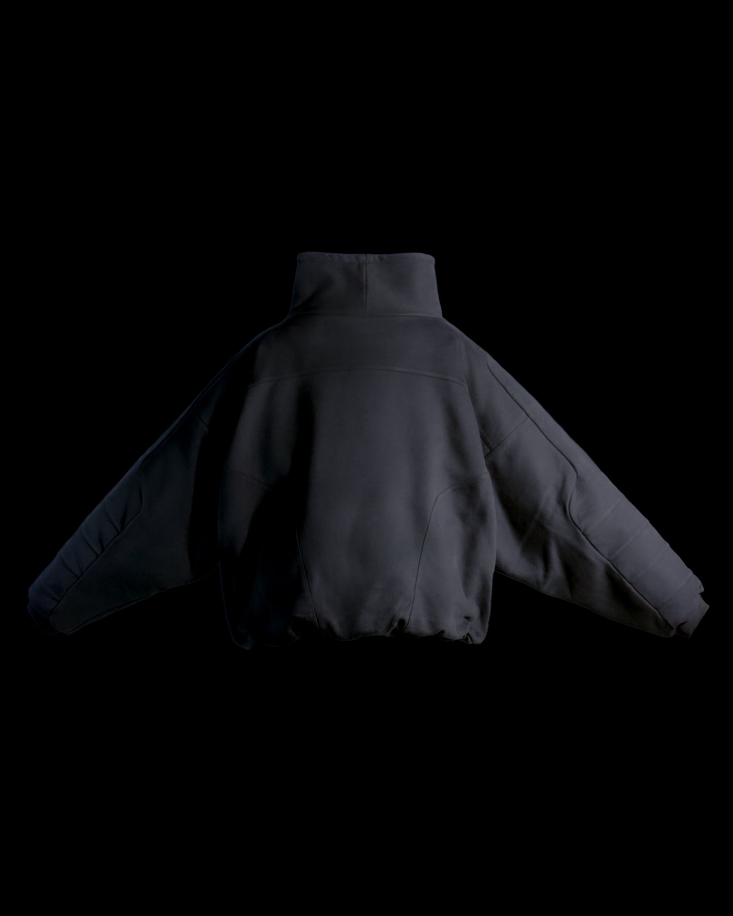 dark grey cyberspace metaverse alien sweater, back view