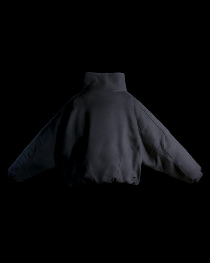 dark grey cyberspace metaverse alien sweater, back view