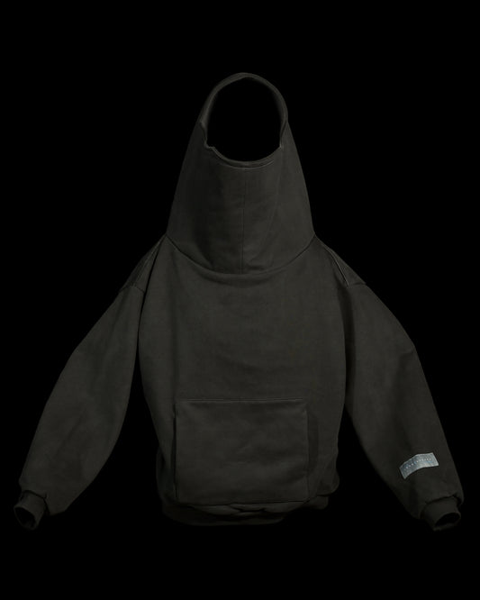 dark grey galactic sci-fi blank streetwear hoodie, front view