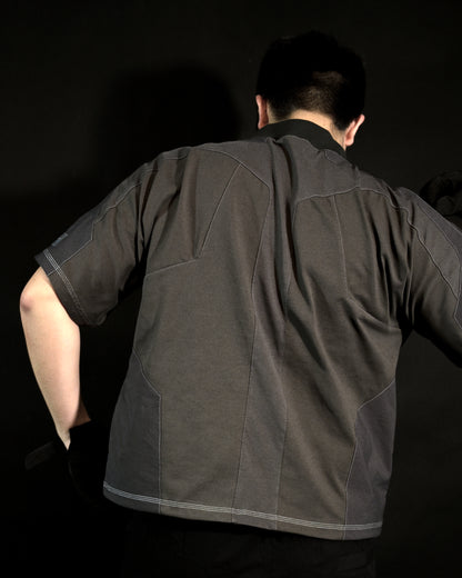 dark grey meta verse cybernetic tee, back model view