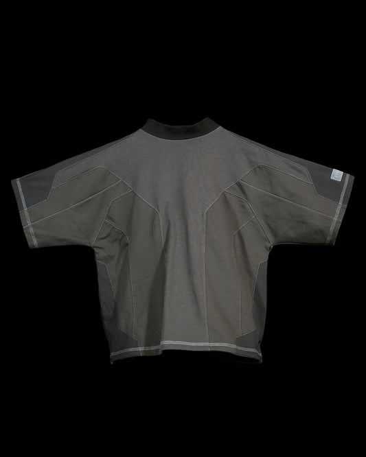 dark grey meta verse cybernetic tee, front view