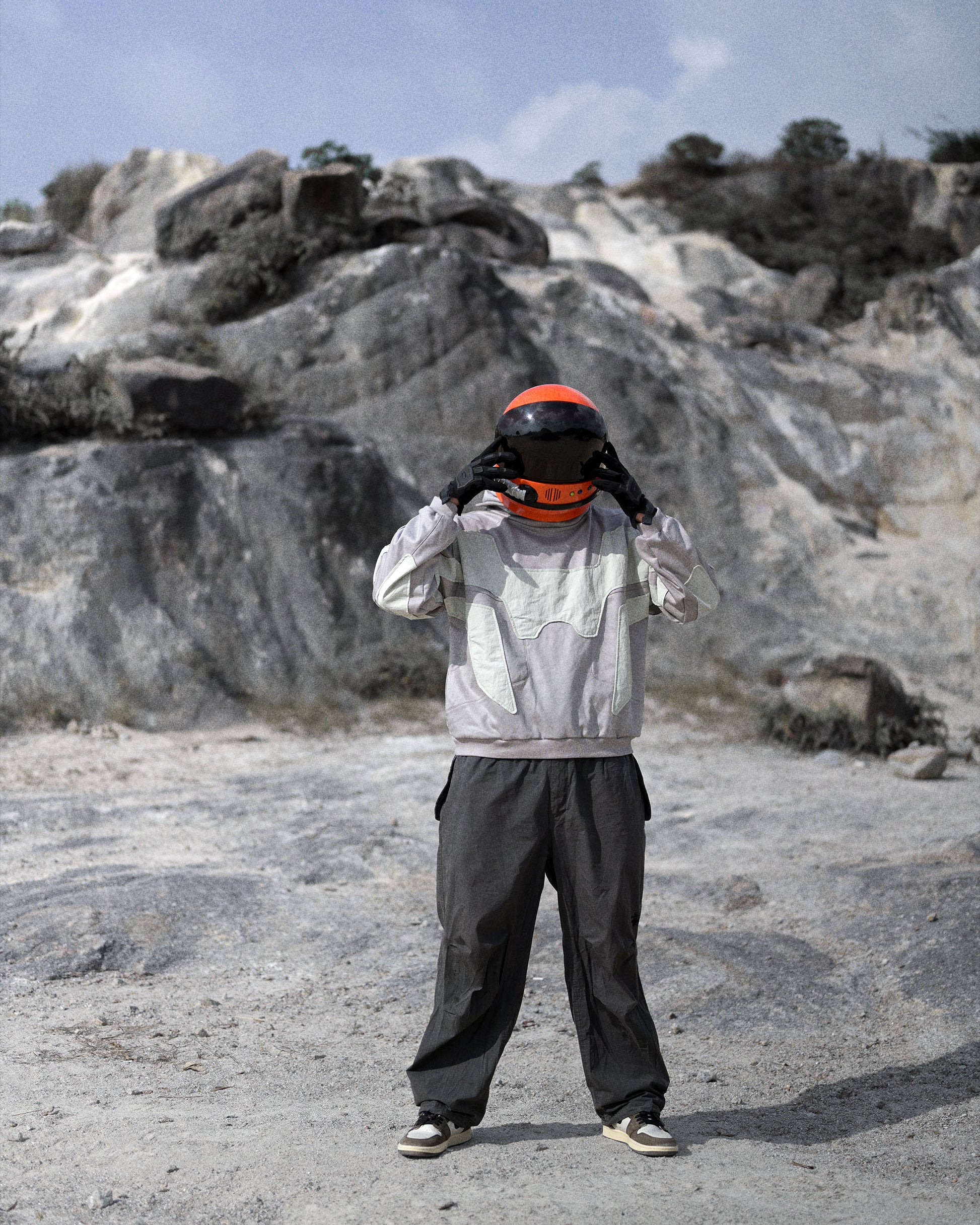 extraterrestrial alien sci-fi clothing hoodie, front model standing view