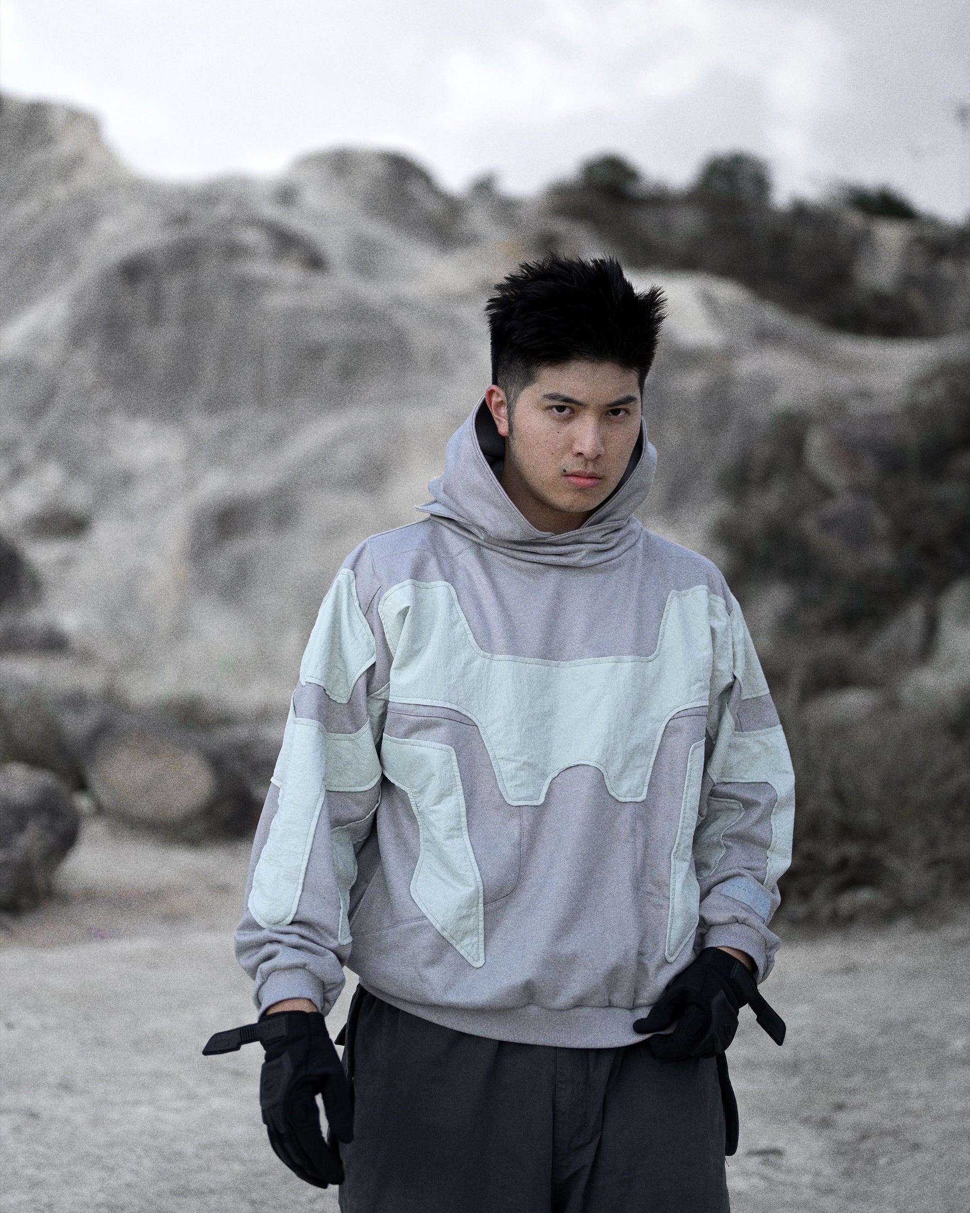 extraterrestrial alien sci-fi clothing hoodie, front face model view