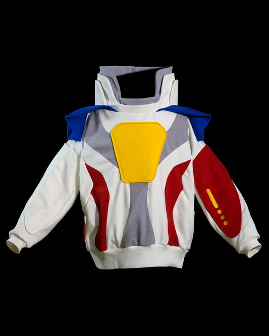futuristic cyber core robotic toy archive sweater, front view