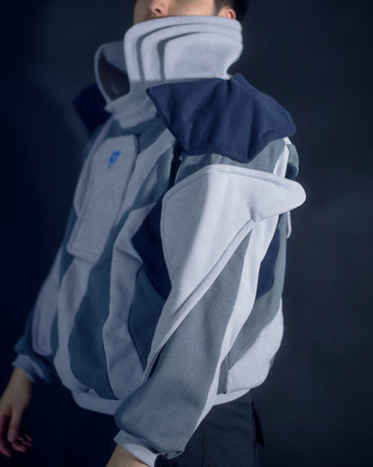 grey astronaut space cyberpunk archive sweater, front model view