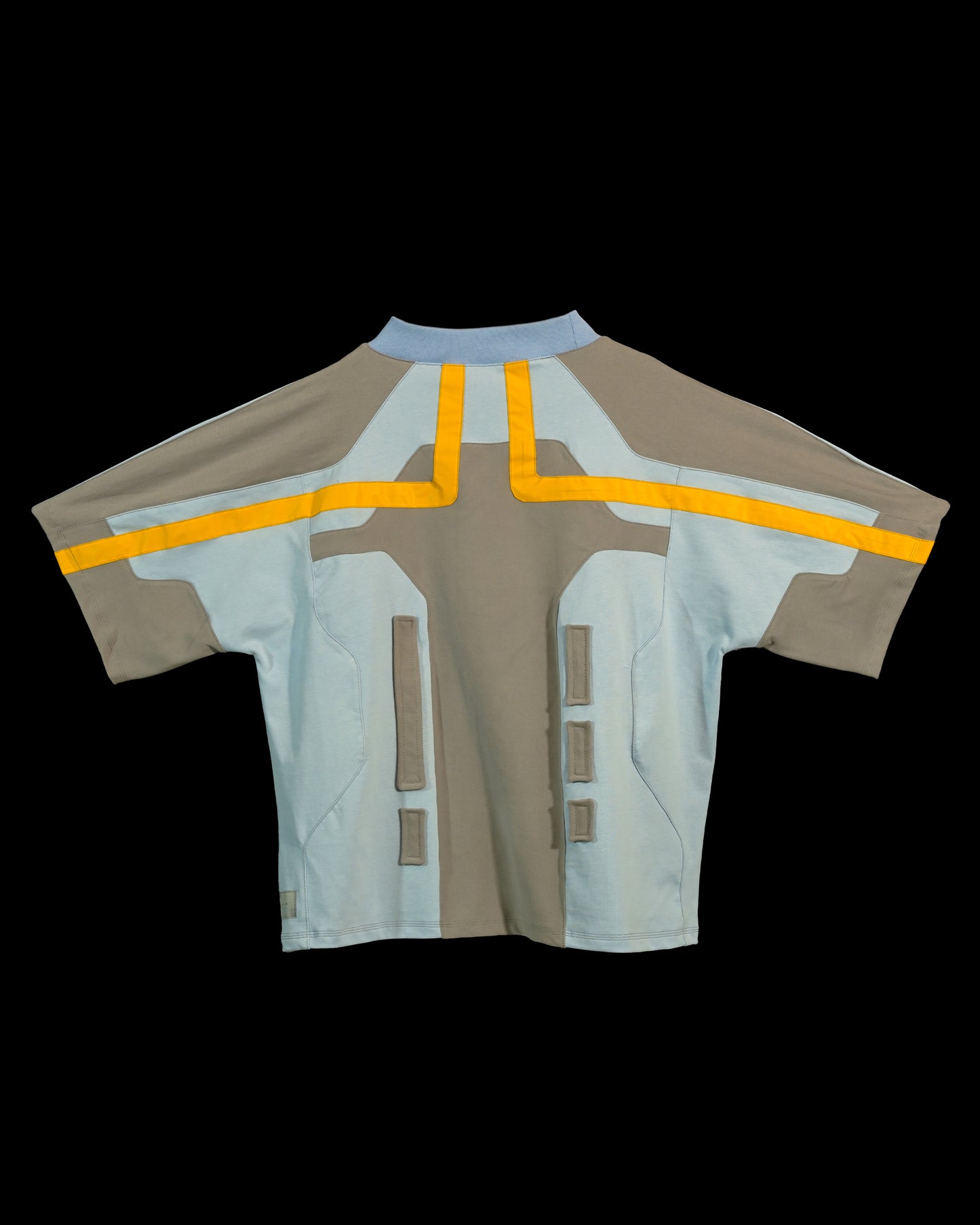 grey cybernetic cd futuristic techwear tee, back view