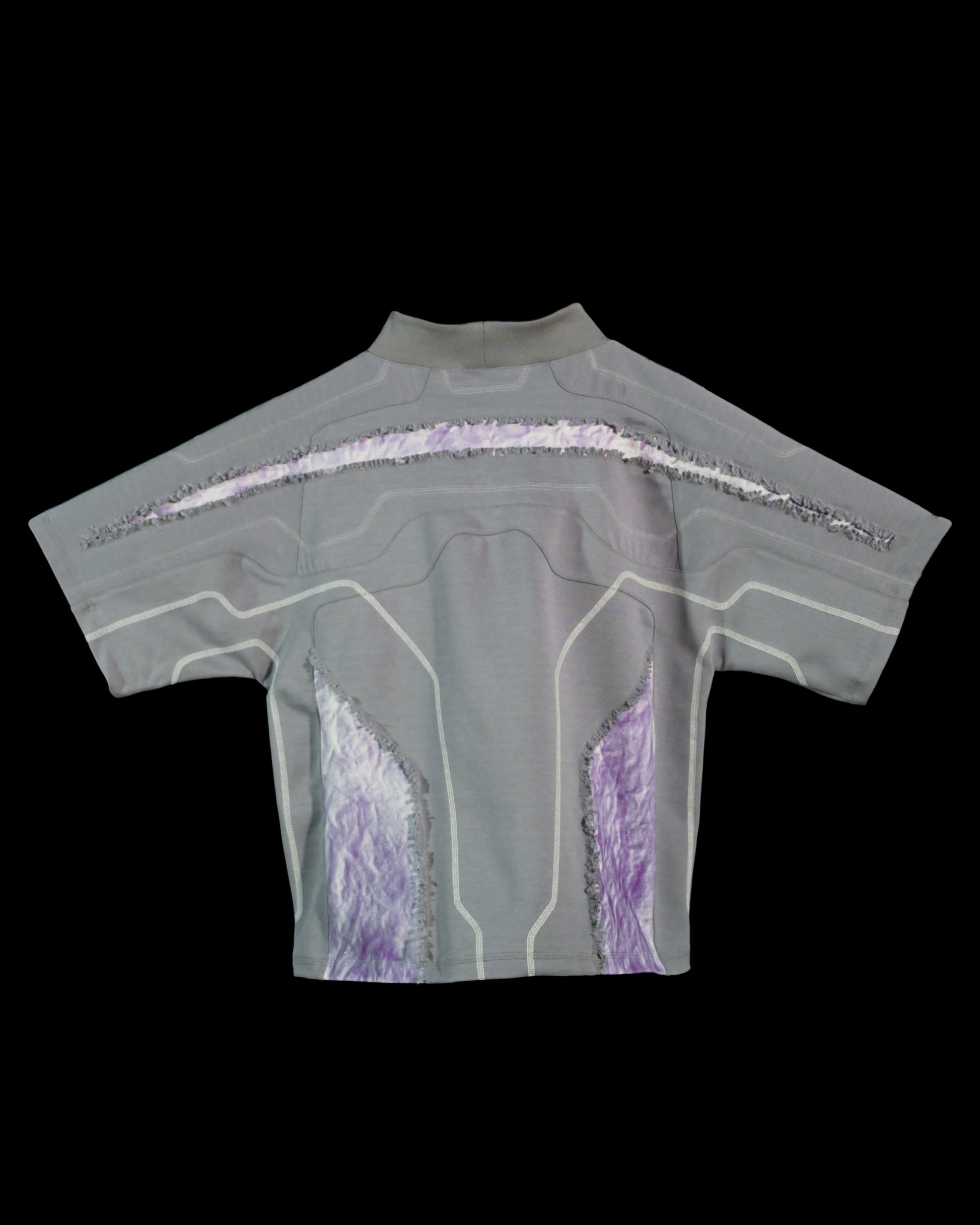 grey dark realm space sci-fi distressed tee, back view